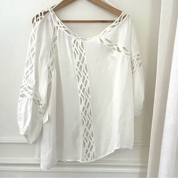 Reiss Lena One Shoulder Lace Blouse With 3/4 Sleeves, Size US 10 NWT Reiss Lena One Shoulder Lace Blouse With 3/4 Sleeves, Size US 10 NWT